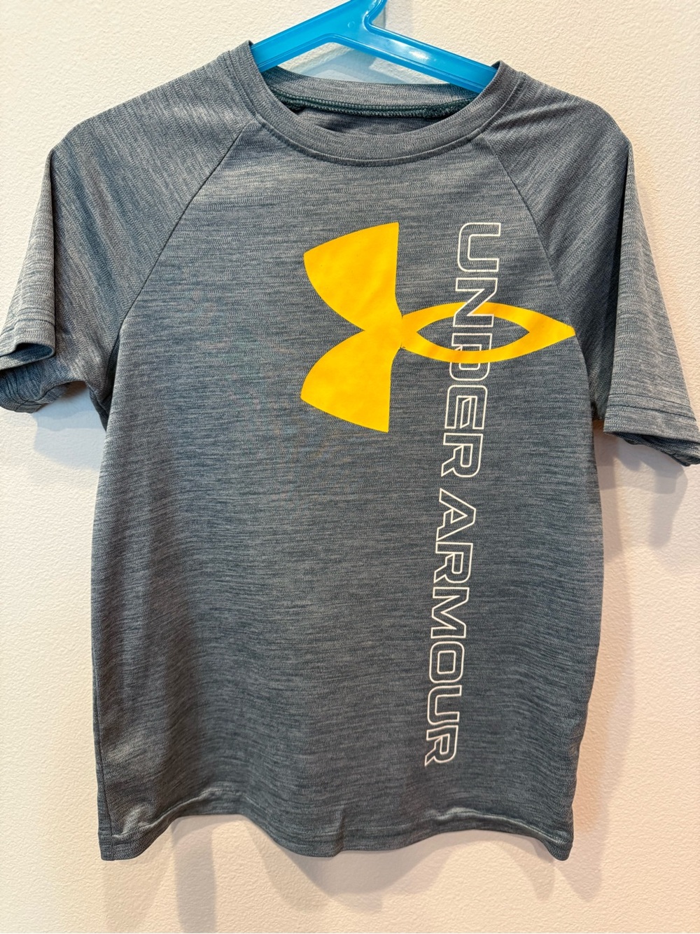 Under Armour Gray Heather Short Sleeve Tee with Yellow Logo